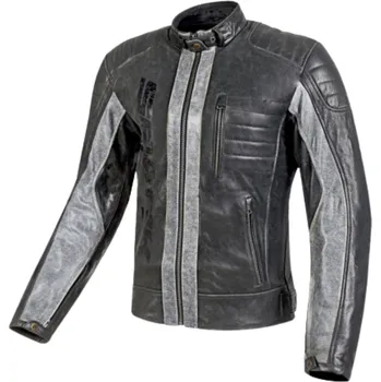 Pánská větrovka Pánská kožená bunda HECTOR Black / Anthracit 3XL