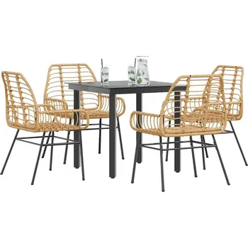 Zahradní sestava vidaXL 5dílný zahradní jídelní set polyratan sklo [3334549] Barva: Hnědá