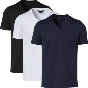 Pánské tričko PORSCHE DESIGN V-neck T-shirt Tričko bavlněné s výstřihem do V černá, bílá, námořní modrá (Exkluzivní pánské klasické tričko. Výstřih do V s charakteristickým dvojitým límcem Porsche Design. Prémiová mercerovaná bavlna s elastanem.)