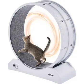 VEVOR Kočičí cvičební kolo, 31,5 palce, velké běžecké kolo pro kočky s bezpečnou brzdou a kobercovou dráhou, tichý provoz, běžecký pás pro kočky, vnitřní cvičební kolo pro kočky, hubnutí a zdraví domácích mazlíčků, bílá