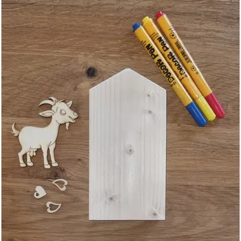 kreativní sada Dřevěný domeček a koza - polotovar k dotvoření