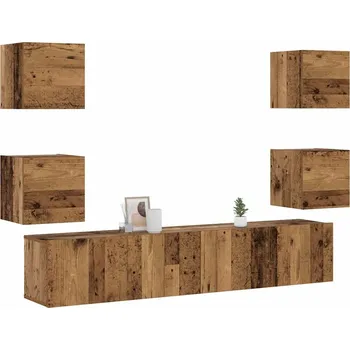Obývací stěna vidaXL Nástěnné TV skříňky 6 ks kompozitní [3078662] Barva: Staré dřevo
