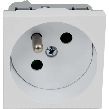 Elektrická zásuvka Zásuvka modulární QUADRO, s kolíkem, bílá, s clonkami - 10ks, karton