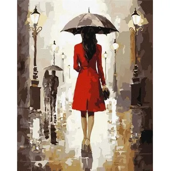 Set školních potřeb Malowanie po numerach - Deszczowy dzień 40x50cm