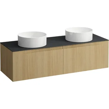 Koupelnový nábytek LAUFEN ARUN - zásuvkový element 1400, se 2 zásuvkami, s výřezem vlevo a vpravo, s vrchní deskou Ardesia Nera, H4151341512501