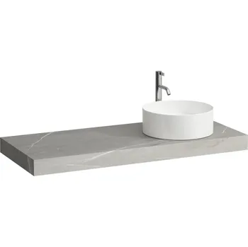 Umyvadlo LAUFEN ARUN - umyvadlová deska 1200, s výřezem vpravo, tloušťka 80 mm, vč. otvoru pro baterii, včetně 2 nástěnných držáků, H4191271517701