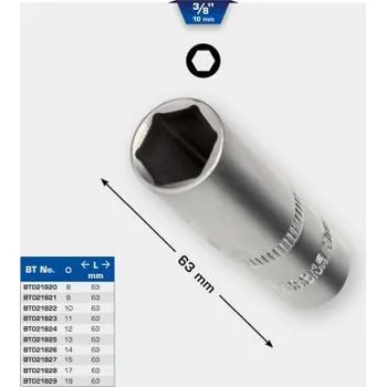 Brilliant Tools BT021828 Šestihranný nástrčný ořech 3/8", dlouhé provedení, 17 mm
