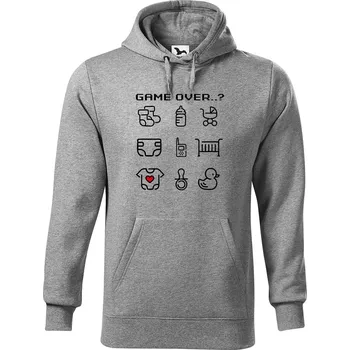Pánská mikina DOBRÝ TRIKO Pánská mikina s potiskem Game over děcko Velikost pánské mikiny: 4XL, Barva: Tmavě šedý melír