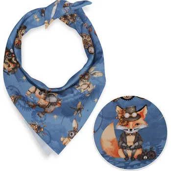 Šátek Dětský bavlněný šátek Sandra SA-581 Zvířátka vynálezci na modrém 45 x 45 cm