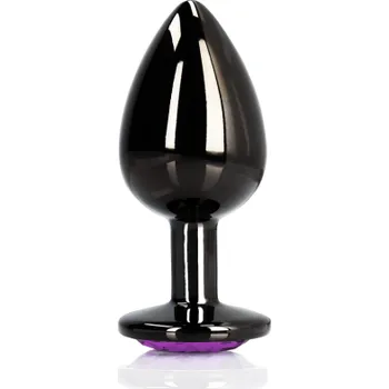 Anální kolík Ouch! by Shots Heart Gem Butt Plug - Small - Gunmetal/Amethyst Purple