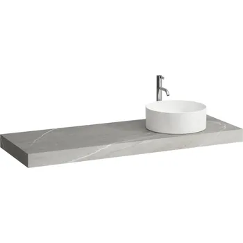 Umyvadlo LAUFEN ARUN - umyvadlová deska 1400, s výřezem vpravo, tloušťka 80 mm, vč. otvoru pro baterii, včetně 3 nástěnných držáků, H4191371517701