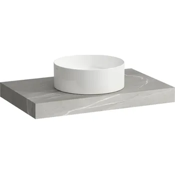 Koupelnový nábytek LAUFEN ARUN - umyvadlová deska 800, s výřezem uprostřed, tloušťka 80 mm, včetně 2 nástěnných držáků, H4191011517701