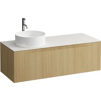 Nábytek LAUFEN ARUN - zásuvkový element 1200, s jednou zásuvkou, s výřezem vlevo, s vrchní deskou Ardesia Bianca vč. otvoru pro baterii, H4141261512501