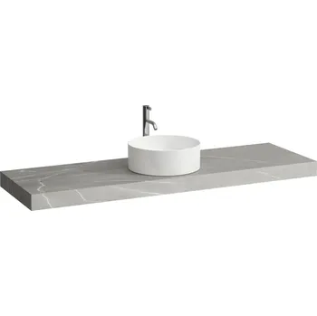 Umyvadlo LAUFEN ARUN - umyvadlová deska 1600, s výřezem uprostřed, tloušťka 80 mm, vč. otvoru pro baterii, včetně 3 nástěnných držáků, H4191451517701