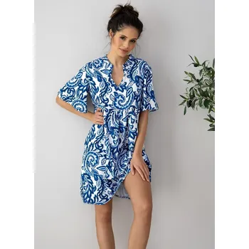 Dámská noční košile Noční košile SENSIS LUNA ecru-tmavě modrá L 0