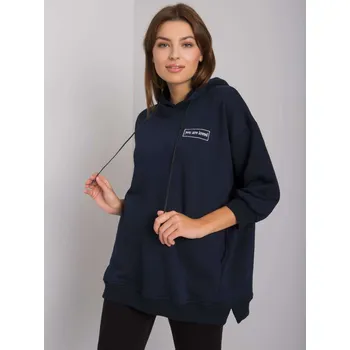 Dámská mikina Tmavě modrá bavlněná mikina s kapsami RV-