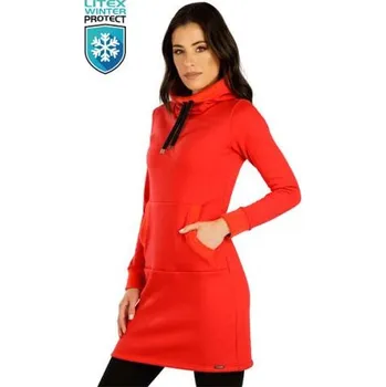 Dámská móda Dámské mikinové šaty s kapucí Litex 7E082 červená S