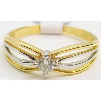 Prsten Klenoty Budín Dámský zásnubní zlatý prsten se zirkonem z bílého a žlutého AU 585/1,74gr vel. 52 HK1229 (Klenoty Budín Dámský zásnubní zlatý prsten se zirkonem z bílého a žlutého AU 585/1,74gr vel. 52 HK1229)