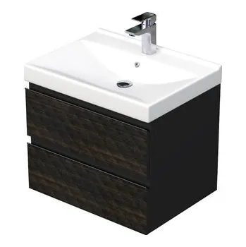 Koupelnový nábytek Koupelnová skříňka s umyvadlem SAT Cube Way 60x47,5x46 cm hnědá mat CUBE3D46602ZHVER