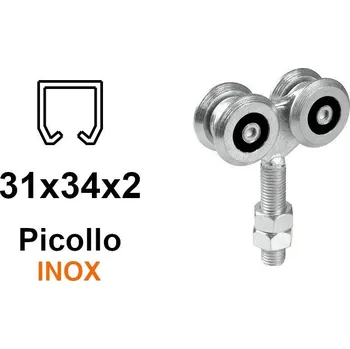 Pohon brány Vozík INOX pro výklopná vrata 4 role pro profil 34×34×2