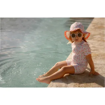 Kojenecké plavky LITTLE DUTCH plavky krátký rukáv SUNNY FLOWERS Velikost: 74/80 UPF 50+