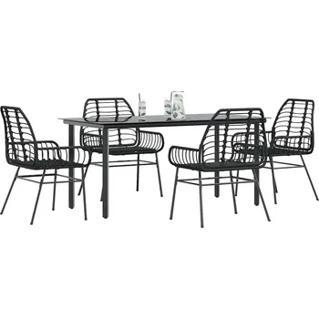 Zahradní sestava vidaXL 5dílný zahradní jídelní set polyratan sklo [3334558] Barva: Černá