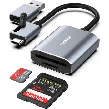 Příslušenství pro datový nosič BENFEI čtečka paměťových karet USB Type-C/Type-A na SD a Micro SD (šedá)