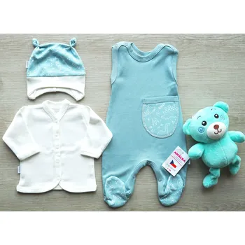 Kojenecká souprava AMÁLKA Bavlněná souprava pro miminko, ledově zelená, Dino Velikost: 56