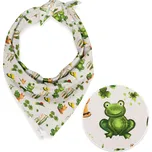 Dětský bavlněný šátek Sandra SA-609 Žabky a šneci na bílém 70 x 70 cm