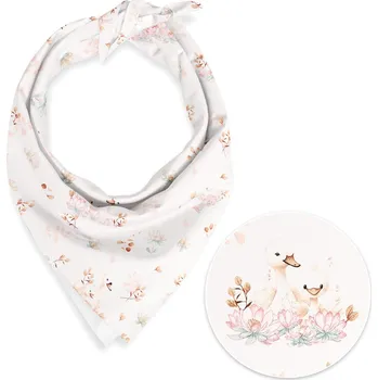 Šátek Bavlněný šátek Sandra SA-610 Labutě mezi lekníny na bílém 45 x 45 cm