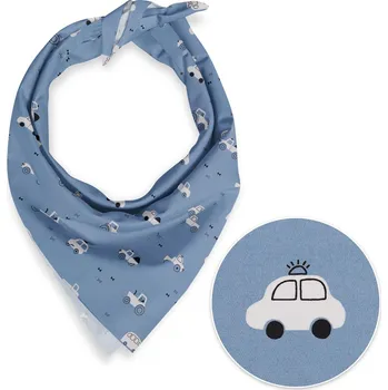 Šátek Dětský bavlněný šátek Sandra SA-589 Traktory a autíčka na modrém 45 x 45 cm