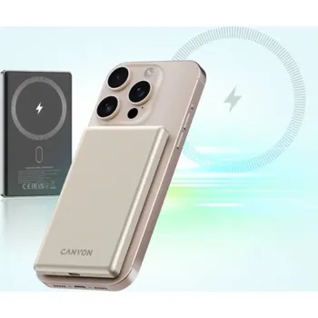 Powerbanka Canyon Powerbanka OnPower 505 slim MagSafe 5000 mAh PD20W béžová