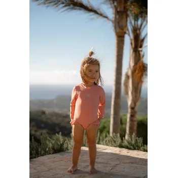 Kojenecké plavky LITTLE DUTCH plavky dlouhý rukáv SUNNY FLOWERS ROUGE Velikost: 74/80 UPF 50+