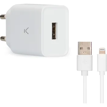 Ksix nabíječka USB-A, 12W, MFi + USB na lightning kabel, 1m