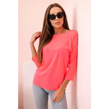 Dámská halenka Kesi Dámská halenka s lodičkovým výstřihem růžová neonová Kesi růžová 3333283