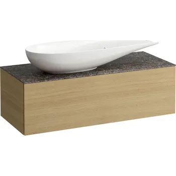 LAUFEN ILBAGNOALESSI - zásuvkový element 1200, s jednou zásuvkou, s výřezem vlevo, s vrchní deskou Marrone Naturale, pro umyvadlo H818974, H4323220972501