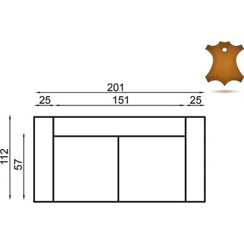 Pohovka Kožená pohovka Bazalt 3/2B