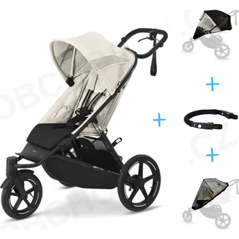 Kočárek Set 4v1 Cybex Avi Spin Seashell Beige + pláštěnka Thule + ochranná síť + madlo