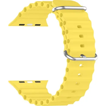 Příslušenství k chytrým hodinkám KSIX silikonový řemínek, vroubkovaný pro 42/44/45mm, žlutá B0930MR03