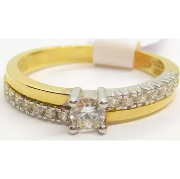 Prsten Klenoty Budín Dámský zásnubní zlatý prsten se zirkonem z bílého a žlutého AU 585/2,00gr vel. 50 HK1227 (Klenoty Budín Dámský zásnubní zlatý prsten se zirkonem z bílého a žlutého AU 585/2,00gr vel. 50 HK1227)