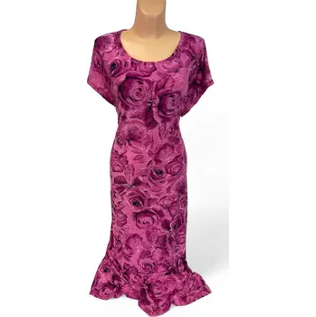 Dámské šaty Růžové šaty pro svatební matky WOLTA, Barva Růžová, Velikost XXXL 54, Materiál 98% Polyester 2% Lycra