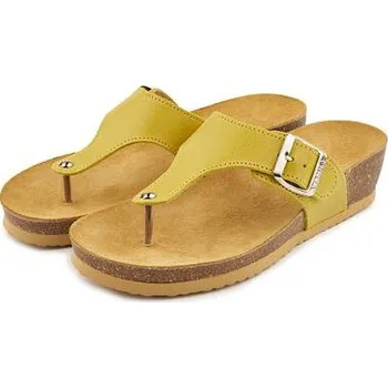 Dámské žabky Vlnka Dámské kožené žabky na korkové podešvi na klínku Agáta žlutá velikost obuv dospělí 42