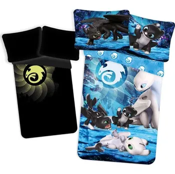 Povlečení Svítící Povlečení Jak vycvičit draka 140x200/70x90 cm ,oboustranné, 100% bavlna