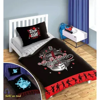 Povlečení Svítící povlečení Rock and Roll – oboustranné, 100% bavlna 140×200 / 70×80 cm (NOVINKA 2025)