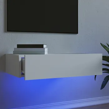 Televizní stolek vidaXL TV skříňka s LED osvětlením bílá 60 x 35 x 15,5 cm