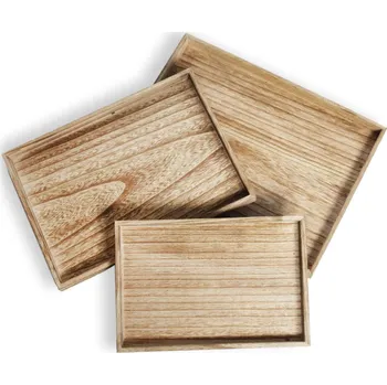 Obal na květináč Dřevěný tác hnědý - 25 x 17 x 2 cm