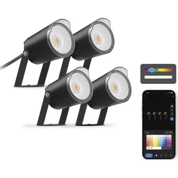 Venkovní osvětlení Ksix sada 4 venkovních reflektorů, WiFi + aplikace Tuya Smart, 18W, 900lm, RGBWIC, IP65