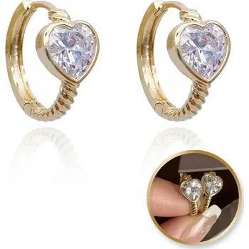 Náušnice Flamenco Mystique Náušnice z kvalitní oceli pozlacené 14k zlatem, zirkony SRDCE KST3339