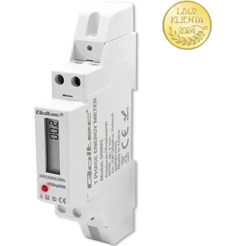 Bezpečnostní detektor Qoltec 50993 Jednofázový elektronický elektroměr Qoltec | Měřič spotřeby energie na DIN lištu | 230V | 30A | LCD | 1P (Elektronický měřič spotřeby energie pro montáž na lištu DIN 35 slouží k průběžnému sledování úrovně spotřeby elektřiny jednofázovými)