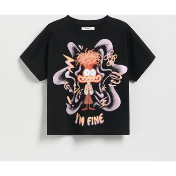 Dívčí tričko Reserved - Tričko s potiskem Inside Out - černý - 543EX-99X - 543EX-99X-122